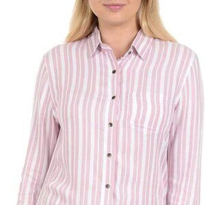 Jachs‎ Girlfriend Long Sleeve Button Down Striped Shirt Medium